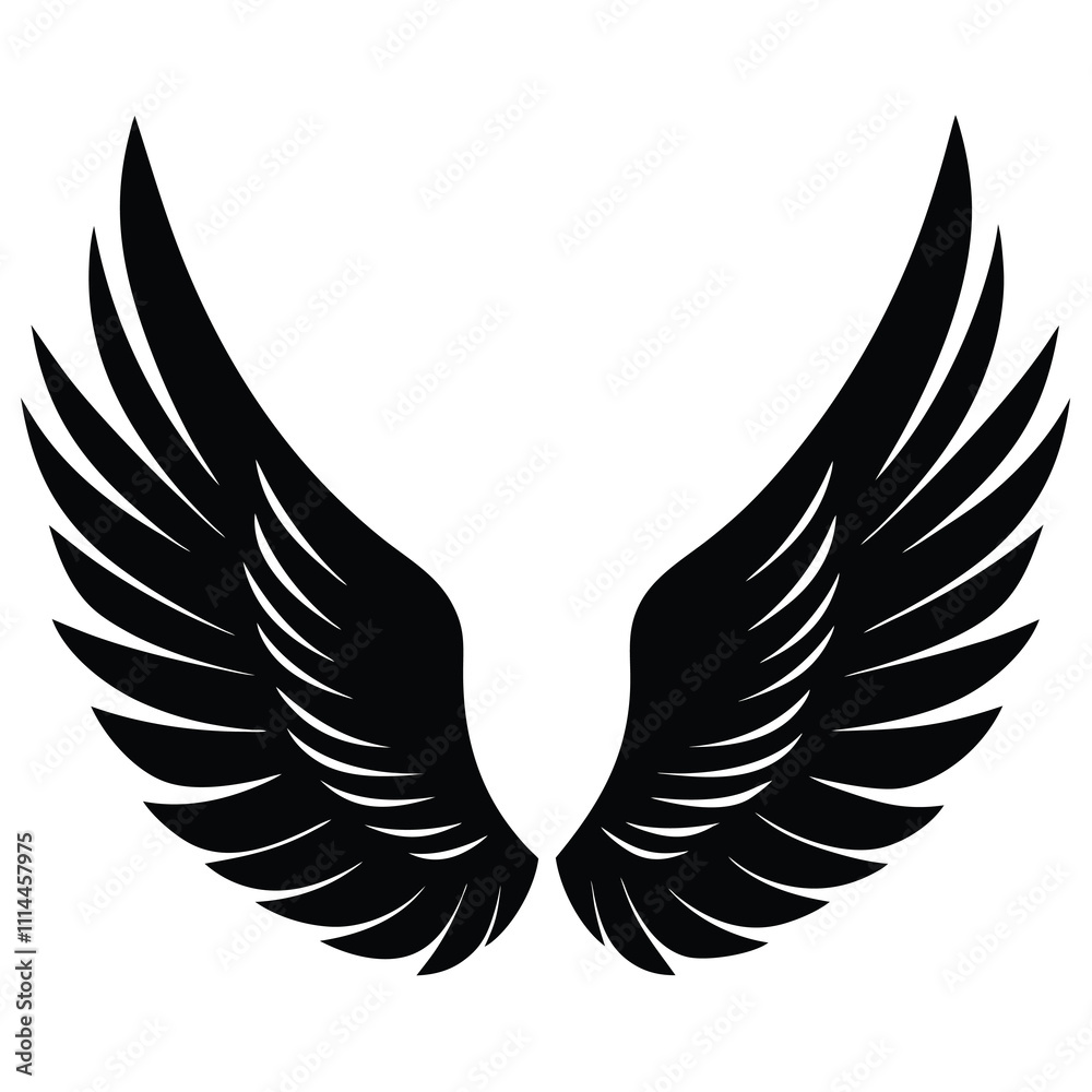 Fototapeta premium black wings vector white background.