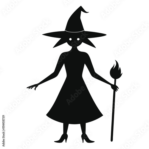 halloween witch with a broom