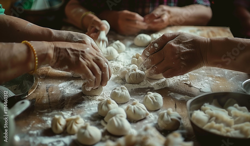 Knead dough to make dumplings