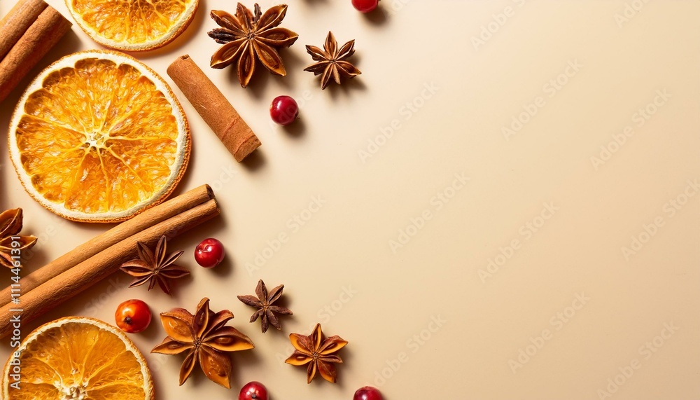 Fototapeta premium Festive Citrus Holiday Edge Decor