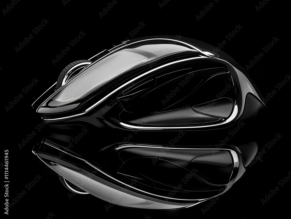 Fototapeta premium Studio photography of an ergonomic mouse on black background