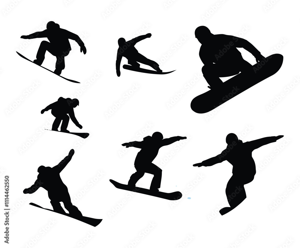 Fototapeta premium Snowboarder Silhouettes Vector Template