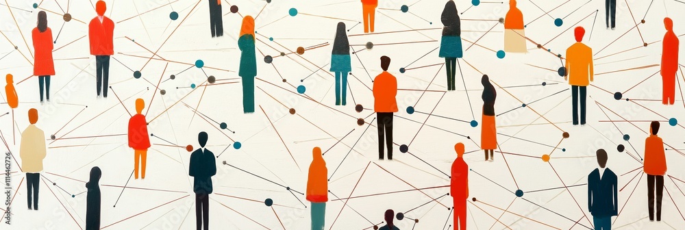 Illustration depicts human figures interconnected by lines, symbolizing relationships and community. Illustration depicts human figures interconnected by lines, symbolizing relationships and community.
