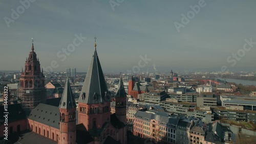 Drone Flight above the City of Mainz: Town Sqaure & Dome photo