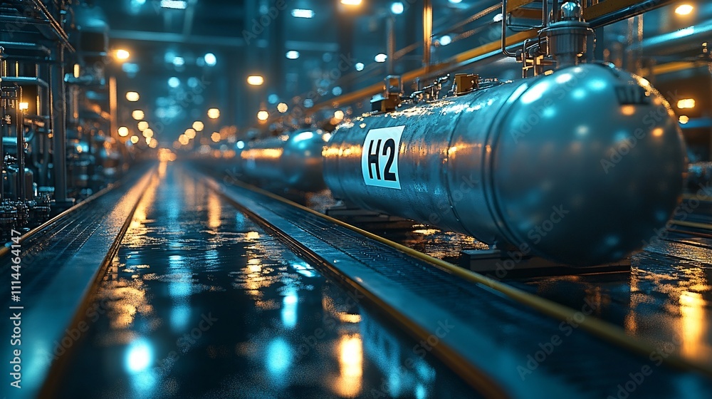 Naklejka premium 3D Render of Gas Storage Facility Interior