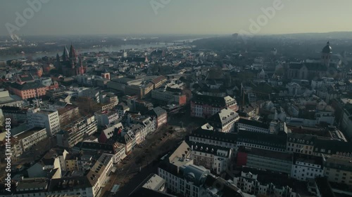 Drone Flight above the City of Mainz: Town Sqaure & Dome photo