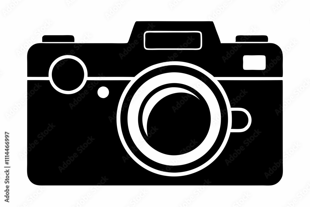 Camera silhouette black vector illustration and white background Camera silhouette black vector illustration and white background