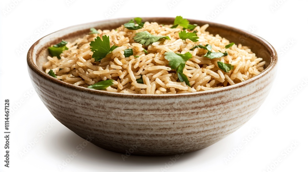 Delicious Cilantro Rice in a Rustic Bowl Delicious Cilantro Rice in a Rustic Bowl