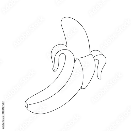 Hand drawn kids drawing peeled banana cartoon isolated