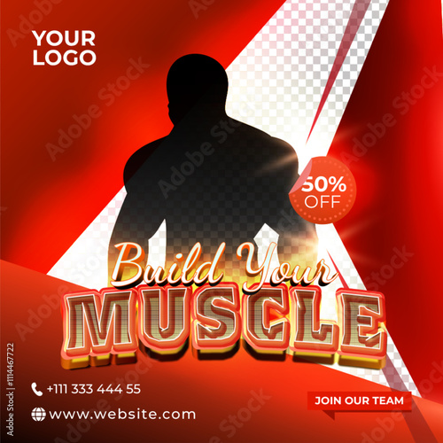 Fitness Club Banner Template for Shape Your Body Motivation Ads with Editable Text Effect