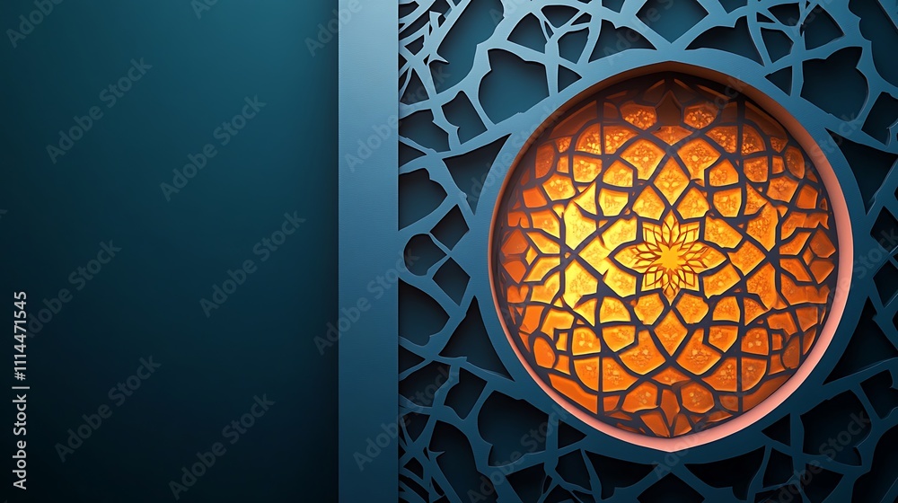 Fototapeta premium Abstract Islamic Art Design Featuring Intricate Geometric Patterns