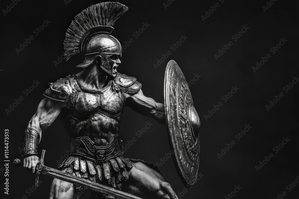 Fototapeta premium Spartan Warrior in Battle Stance