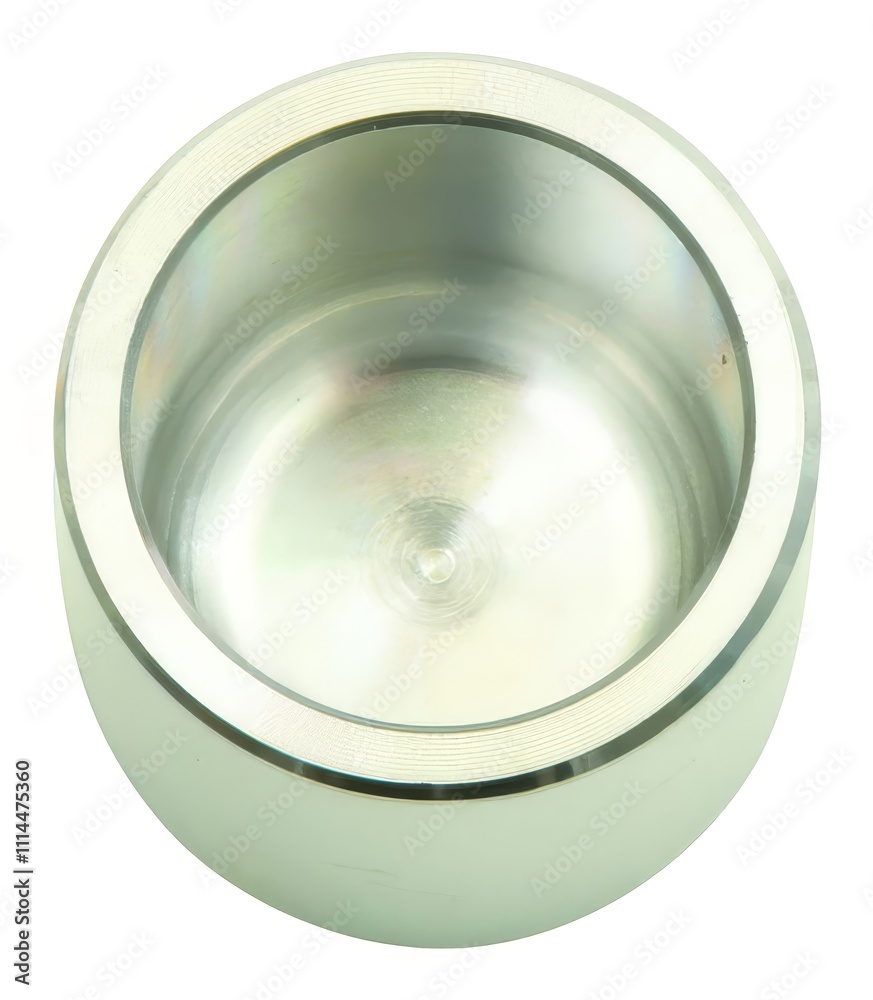 This is a closeup of a stainless steel cup placed on a white background This is a closeup of a stainless steel cup placed on a white background