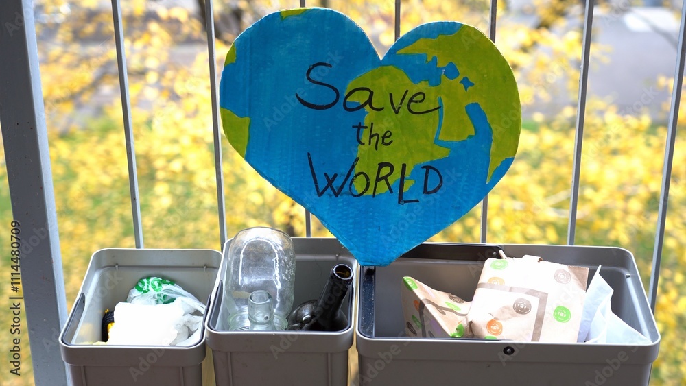 basket for the separate collection of plastic at home - waste from plastic food containers thrown into the trash - Save the Planet concept - go green recycle and separate household waste