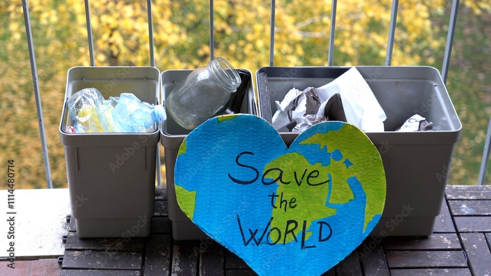 basket for the separate collection of plastic at home - waste from plastic food containers thrown into the trash - Save the Planet concept - go green recycle and separate household waste
