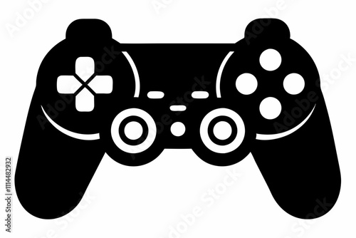 Game Controller silhouette black vector illustration and white background