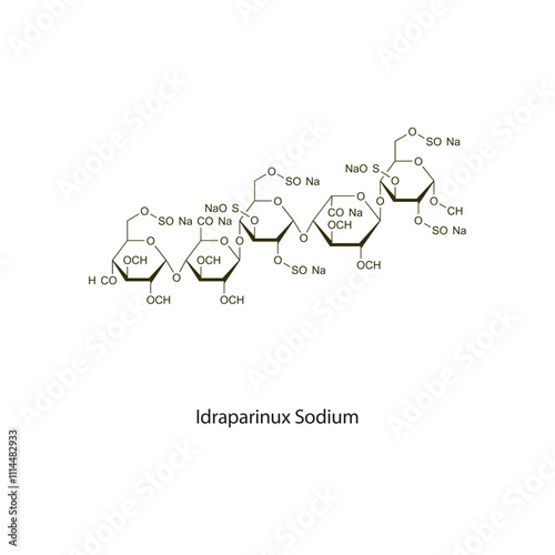 Idraparinux Sodium flat skeletal molecular structure Factor XA inhibitor drug used in thromboembolism treatment. Vector illustration scientific diagram.