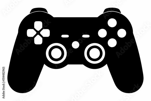 Game Controller silhouette black vector illustration and white background