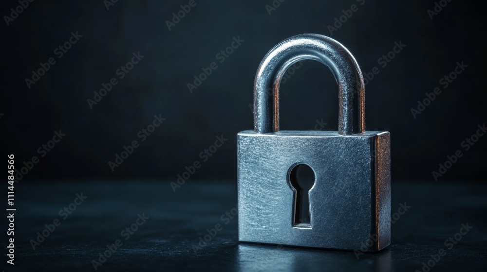 Fototapeta premium closed padlock on dark blue background