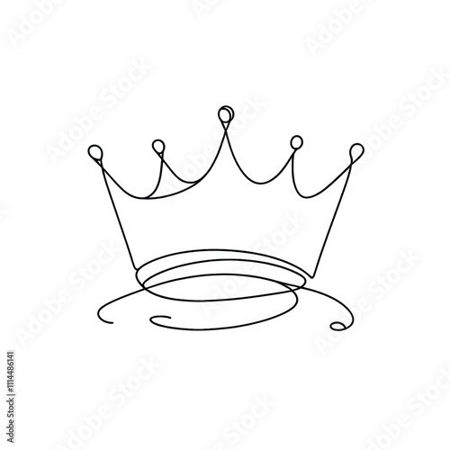 Crown in elegant black continuous line drawing style