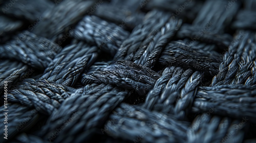 Close-up of a textured woven fabric in dark blue, showcasing intricate patterns and depth. Close-up of a textured woven fabric in dark blue, showcasing intricate patterns and depth.