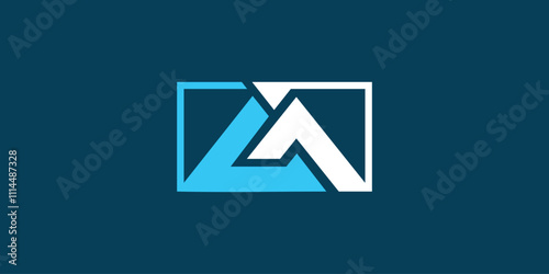 LM mountain logo with rectangular concept, vector