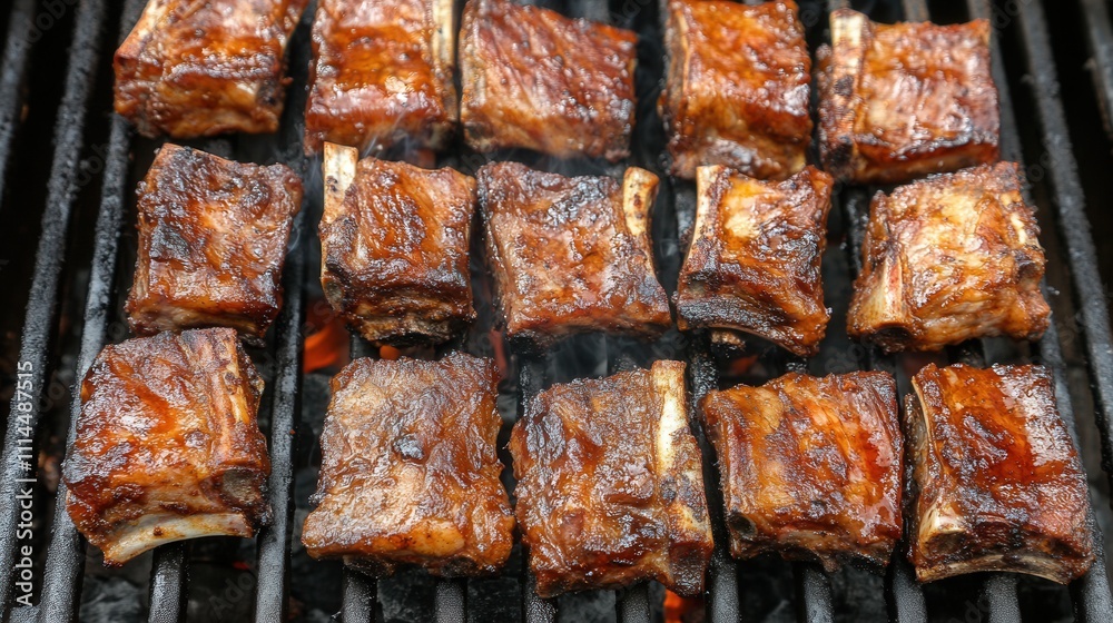 Grilled Beef Ribs on Barbecue with Smoky Flavor and Juicy Texture Grilled Beef Ribs on Barbecue with Smoky Flavor and Juicy Texture