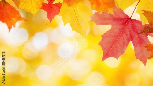 Colorful Autumn Leaves in a Warm Golden Background