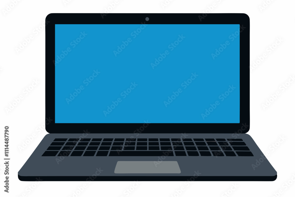 Laptop silhouette vector illustration and white background