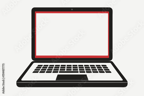 Laptop silhouette vector illustration and white background