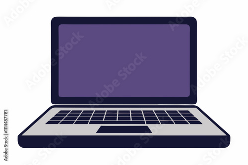 Laptop silhouette vector illustration and white background