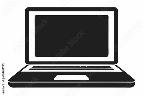 Laptop silhouette vector illustration and white background