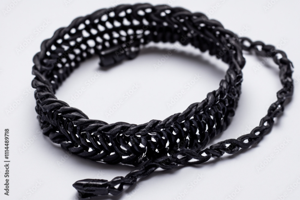 Black bracelet with gray background. Black bracelet gray background men's stylish lies. A black and gray bracelet lying on a gray background. A black bracelet with lifestyle a braided design. Black bracelet with gray background. Black bracelet gray background men's stylish lies. A black and gray bracelet lying on a gray background. A black bracelet with lifestyle a braided design.