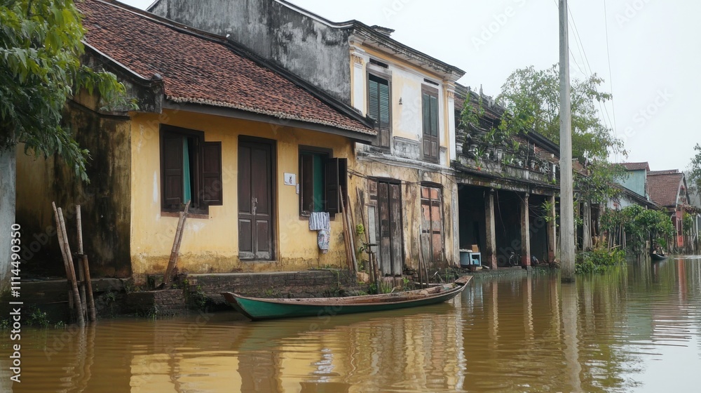 Flooded Street in a Vietnamese Village Flooded Street in a Vietnamese Village