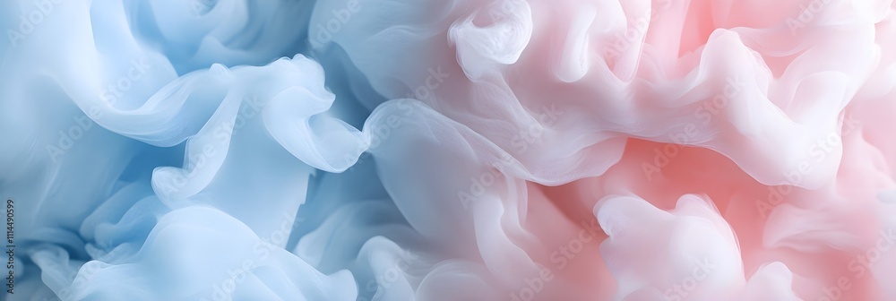 Fototapeta premium A serene abstract background resembling soft, fluffy clouds in pastel tones of pink and blue.