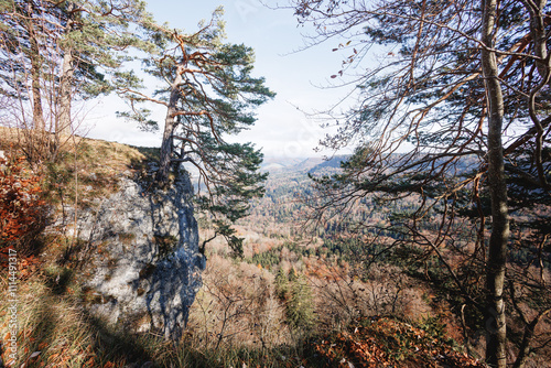 Blick vom Felsen ins Tal