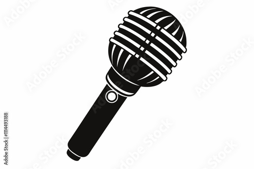 Microphone silhouette black vector illustration and white background