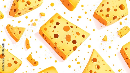 Vibrant cheese splashes and textures create a playful and appetizing background.