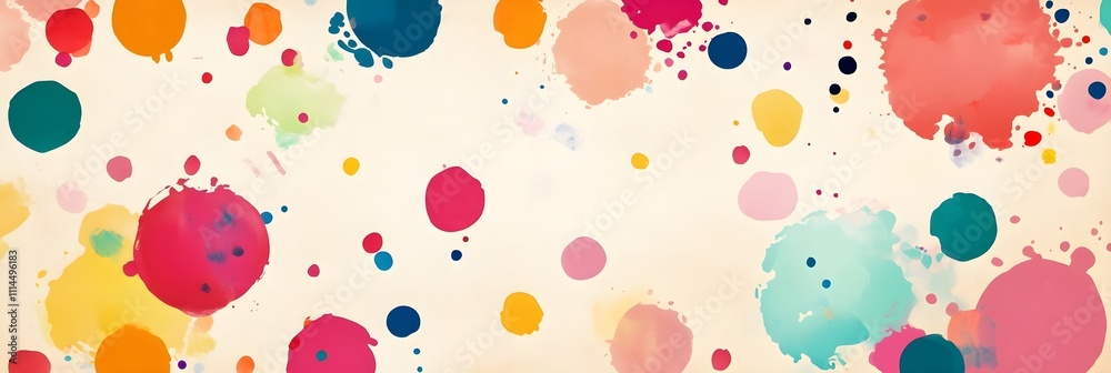 A playful background of randomly scattered dots and paint splashes in bright, cheerful colors on a neutral base. A playful background of randomly scattered dots and paint splashes in bright, cheerful colors on a neutral base.