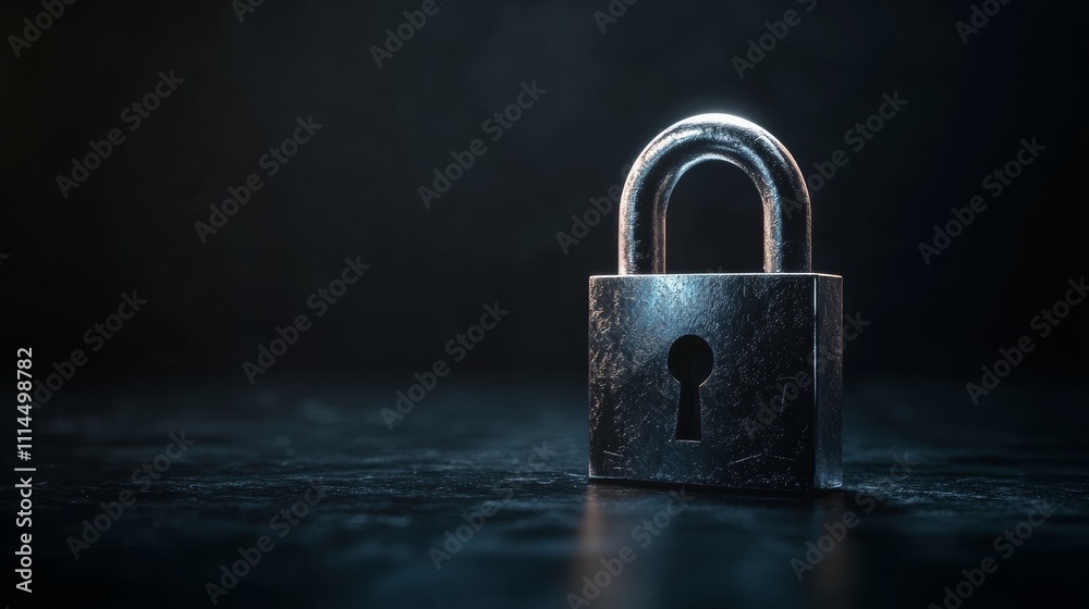 Fototapeta premium closed padlock on dark blue background