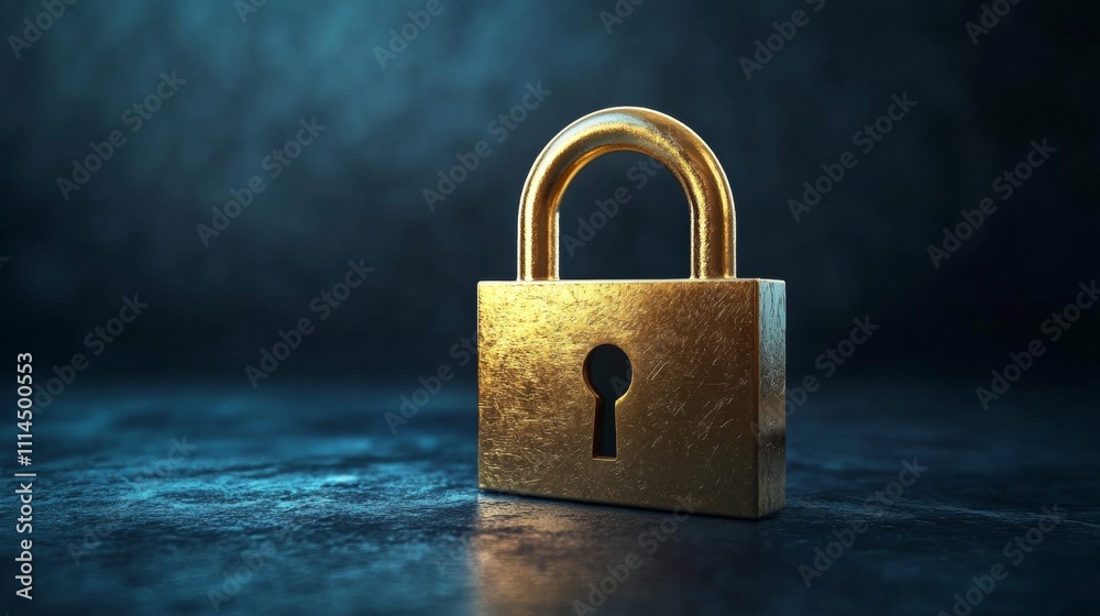 Fototapeta premium closed padlock on dark blue background