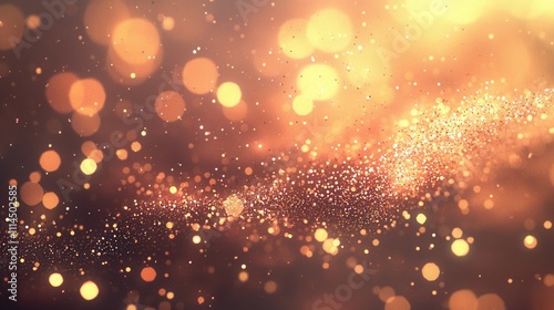 Warm Peach Glittering Particles with Blurred Light Shimmering in a Dreamy Background