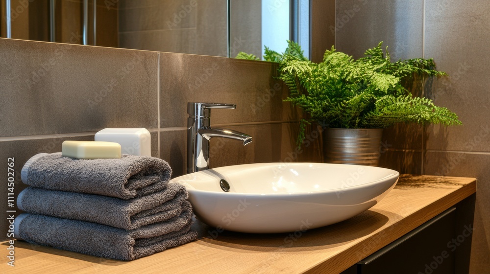 Fototapeta premium beautiful sink next to towels