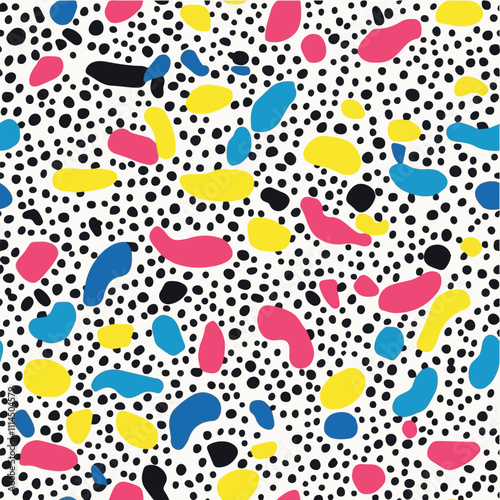 Vector Memphis Seamless Pattern unconventional combinations concept 