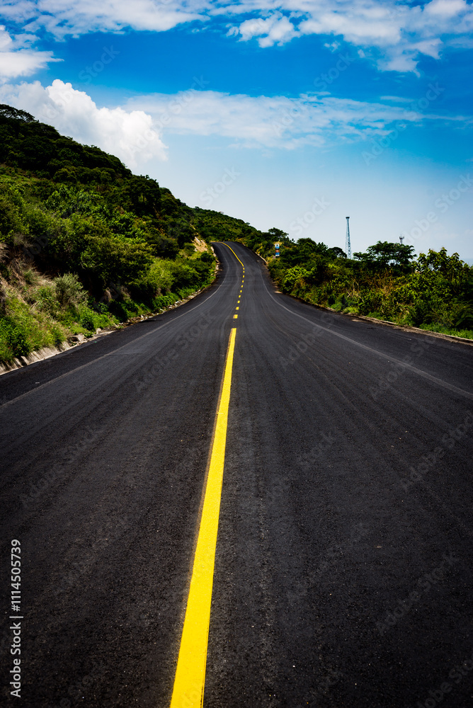 clear road, landscape with nature. Vertical shot clear road, landscape with nature. Vertical shot