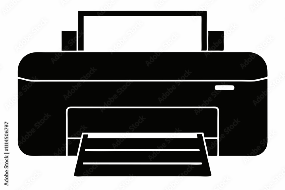 Printer silhouette black vector illustration and white background Printer silhouette black vector illustration and white background