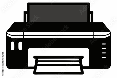 Printer silhouette black vector illustration and white background