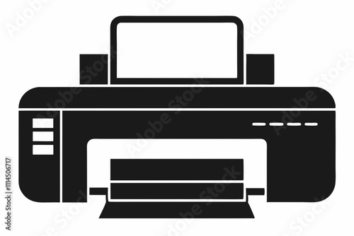 Printer silhouette black vector illustration and white background