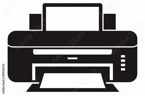 Printer silhouette black vector illustration and white background