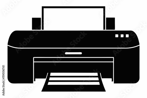 Printer silhouette black vector illustration and white background